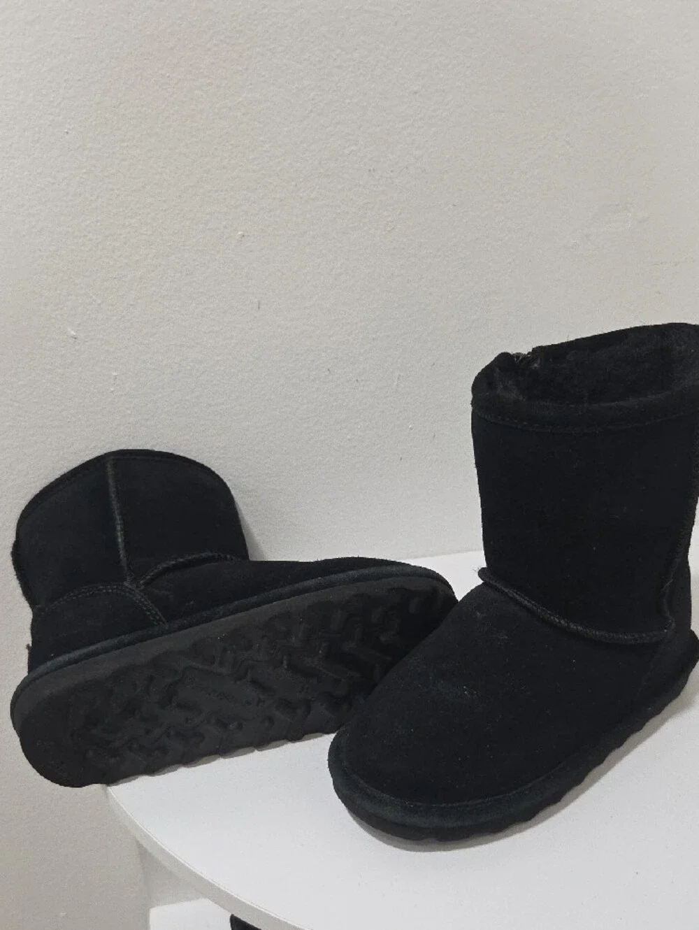 Kids Black Suede Winter Boots